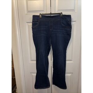 Pioneer Woman Rose Embroidered Pulll-on Bootcut Jeans Dark Wash Women's Sz XXXL